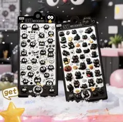 シール まっくろくろすけ　黒猫　3Dシール　2枚セット　ボンボンドロップシール