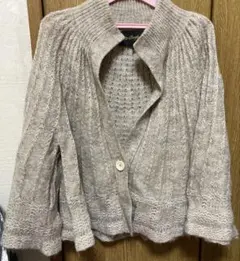 (1回使用)purifier ベージュ リブ編み 五分〜7分袖 カーディガン