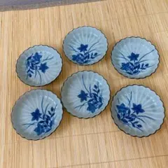 和食器 小皿 6枚セット 花柄 青白磁 青磁 取り皿 銘々皿 おもてなし 来客用