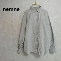 nemne ストライプシャツ M グレー×ホワイトのサムネイル