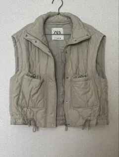 ZARA ウォーターレペレントパフベスト XS エクリュ