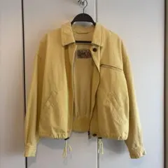 70s 古着　ヴィンテージ　デニムジャケット　イエロー　丈短め　フリーサイズ