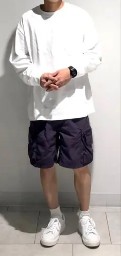 【GU】ナイロンカーゴショーツ パープル XL