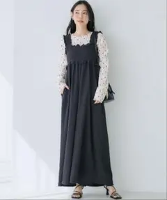 coca コカ シャーリングフリルオールインワン ネイビー Mサイズ