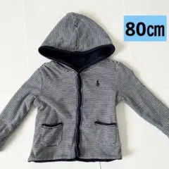 ラルフローレン　リバーシブル コットンフーディ　紺色　80㎝