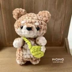 ＊お散歩大好きしば犬のあみぐるみ＊お花バッグ付き