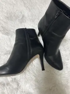 エストネーション 本革ショートブーツ 36 ブラック ポインテッド