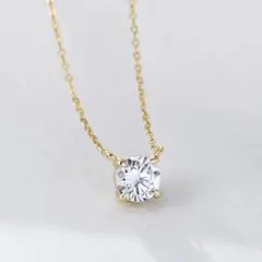 【最高品質】ネックレス サージカルステンレス　316L　18K　一粒ダイヤ