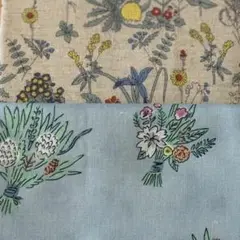【2柄セット】長さ:約50cm×幅:約110cm 花柄・花束柄 綿生地セット