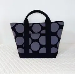 北欧 にじみ水玉 ブラック 帆布 トートバッグ ハンドメイド