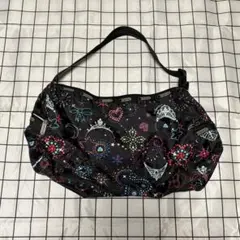 ★レスポートサック 黒 キラキラ 宝石模様 ショルダーバッグ ナイロン