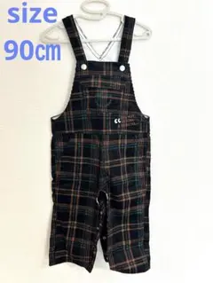 【チェック柄】コーデュロイオーバーオール