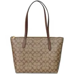 極美品 COACH トートバッグ PVC ブラウン シグネチャー F58292
