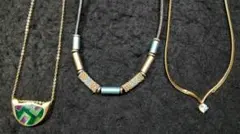 ゴールド系 素敵なデザイン ネックレス ３点 ジルコニア他 #1581-95