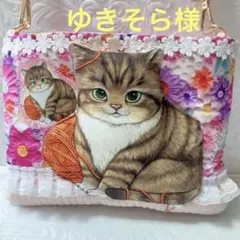 ゆきそら様専用 新柄キジトラ猫ちゃんサコシュ　コヤンイサムチョン　お花プリント