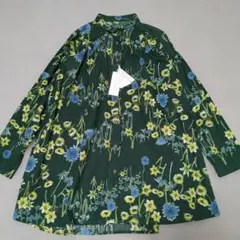 ✨新品✨ コットンハウスアヤ ブラウス 花柄 グリーン Мのサムネイル