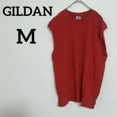 GILDAN 【M】赤 ノースリーブ Tシャツ ギルダン レッド 袖なし