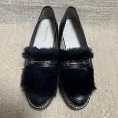【美品】ORiental TRaffic.ファーブラックシューズ/箱