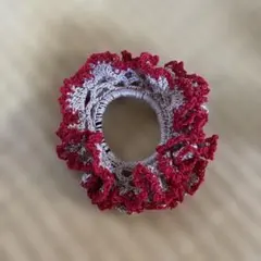 フリル付き　シュシュ　ハンドメイド