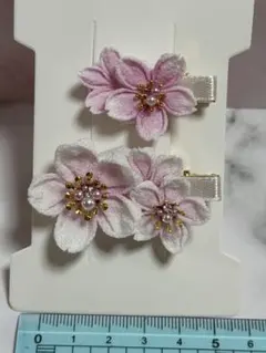 花モチーフ ヘアクリップセット ピンク