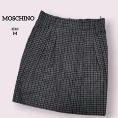 【MOSCHINO】チェック柄 タイトスカート グレー系 バルーンタイプ
