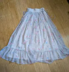 DRWCYS花柄 シフォン ロングスカート フレア 裾フリルのサムネイル