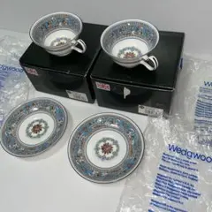 お値下げ⭐︎イギリス　アンティーク⭐︎ウェッジウッド⭐︎プレイズ⭐︎フロレンティーン フロレンティーン ティーカップ＆ソーサー（リー） 6色セット｜大丸