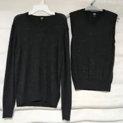 UNIQLO エクストラファインメリノVネックセーターメンズS　ベストXS