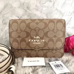 新品　正規品☆COACH コーチ　ショルダーバッグ カーキ ホワイト　レザー