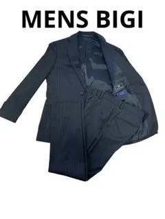 【美品】メンズビギ Men's Bigi ビジネススーツ ストライプ ブラック