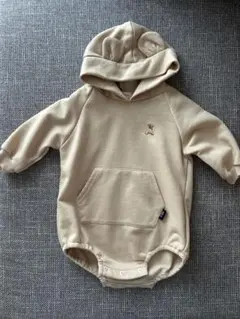 POLO フード付きベージュロンパース