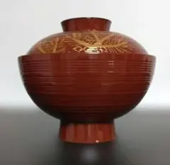 朱色 漆器 蓋付き汁椀 5客揃え　5個セット　懐石　お節　お正月