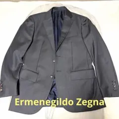 良品❗️Ermenegildo Zegnaスーツ上下チャコールグレー光沢白Yシャツ