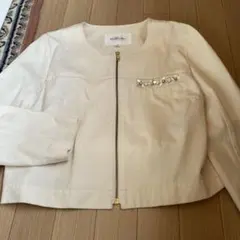 ホワイト ノーカラージャケット