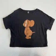 トムとジェリー ジェリー クロップドTシャツ ダークグレー