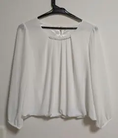 レディース ブラウス 白 M 長袖カットソー スーツ 入学式 卒業式