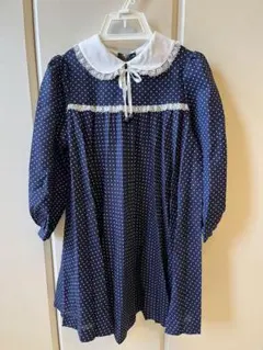 ドット　ワンピース　キッズ　サイズ110センチ フォーマル　女の子　ネイビー