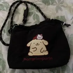 ポムポムプリン 巾着ショルダーバッグ ブラック