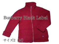 バーバリーブラックレーベル 羊毛ニット フルジップ ホース刺繍　レッド　サイズ2
