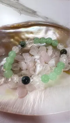 B◆プレナイト・アベンチュリン・ムーンストーン・モスアゲート◇癒しのブレスレット