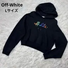 至高の逸品✨オフホワイト レインボーロゴ パーカー L 黒【至福の着心地】のサムネイル