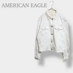 【アメリカンイーグル】デニムジャケット　 Gジャン　ダメージ加工　ホワイト　S
