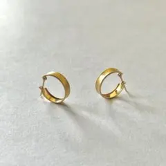 RAPA K18フープピアス　マット 太め　18金　イエローゴールド
