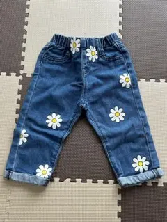 【断捨離中】花柄デニムパンツ ゴムウエスト 12-18 85cm程度