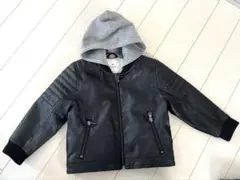 H&M 黒 合成皮革 ジャケット 98cm