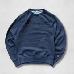 Champion スウェット L相当 ダークグレー プリントロゴ トレーナー