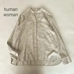 美品✨ヒューマンウーマン ラインドローイングフラワープリントブラウス シャツのサムネイル