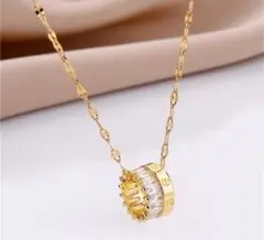 サージカルステンレス 高級 【爆売れ】リング✨cz柱ダイヤ ネックレス 金アレ