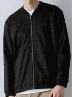 グローバルワーク クリーンポンチZIPカーデ ブルゾン ネイビー チェック XL