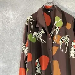 美品】Parkes 猫柄長袖シャツ 総柄ホワイトM - メルカリ